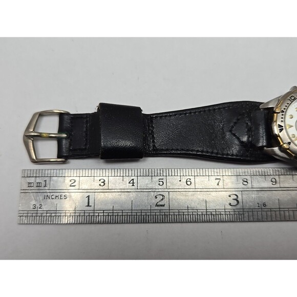 Womens Green Bay Packers Quartz Watch Date Gold Silver Leather Cuff New Battery - Picture 10 of 12